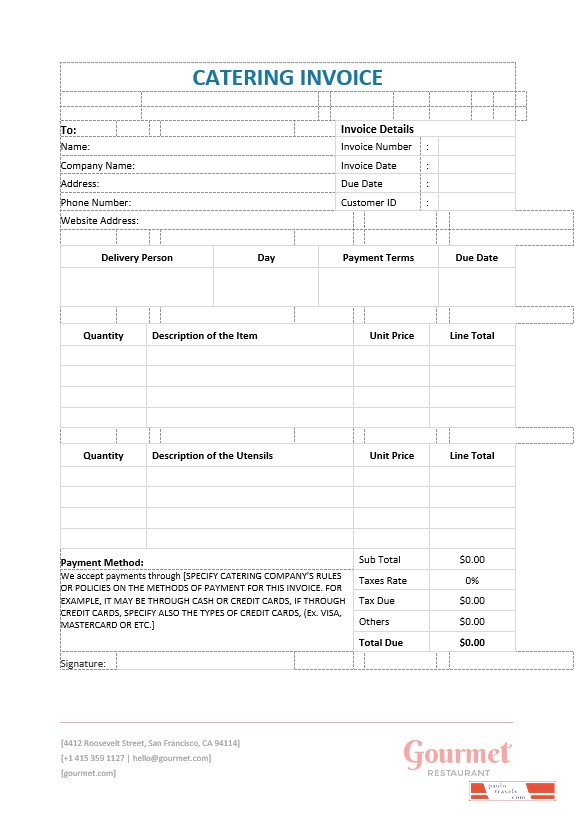 Catering Service Invoice Template PSD template